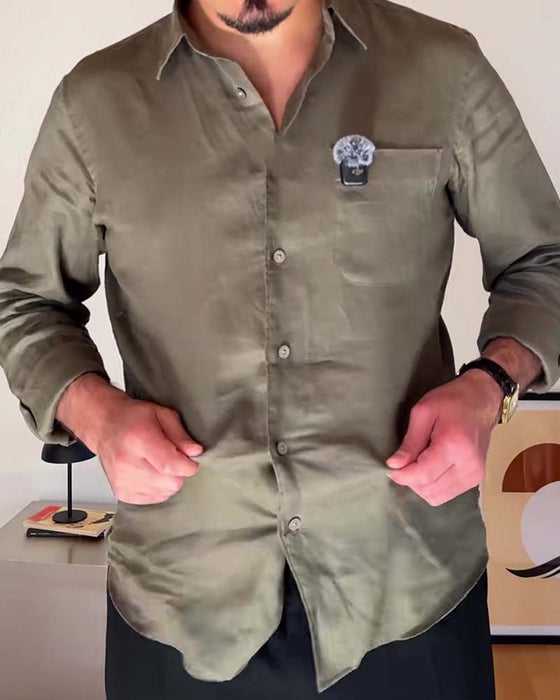 Overhemd Heren Met Kraag Zak