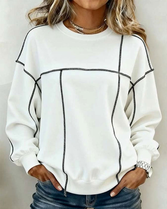 Sweatshirt Ronde Hals Oversized Kleurblok