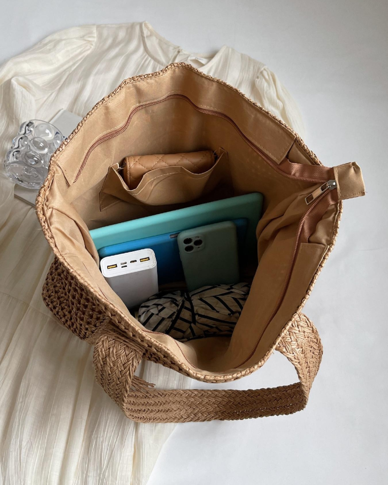 Strandtas Grote Capaciteit Effen Kleur Stro