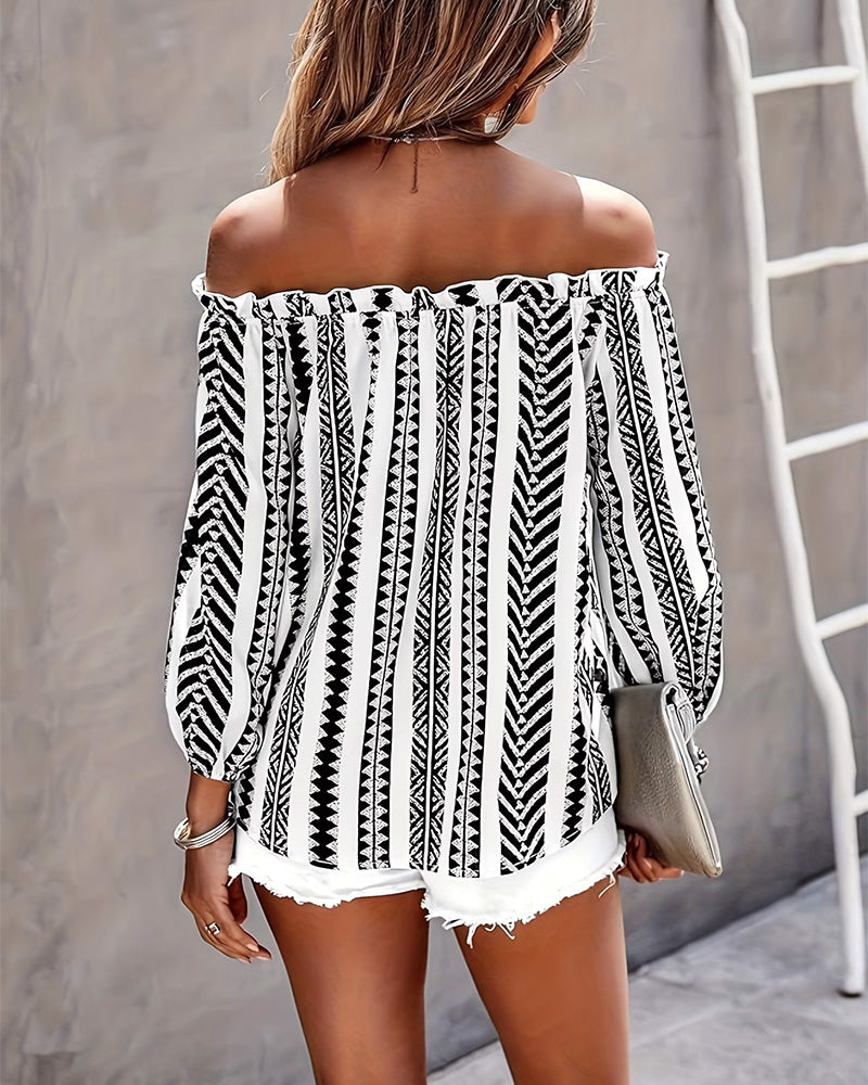 Blouse Elegant Verfijnd Geometrisch Off Schouder