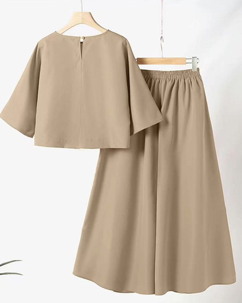Set Effen Driekwart Mouw Lange Broek Tweedelig