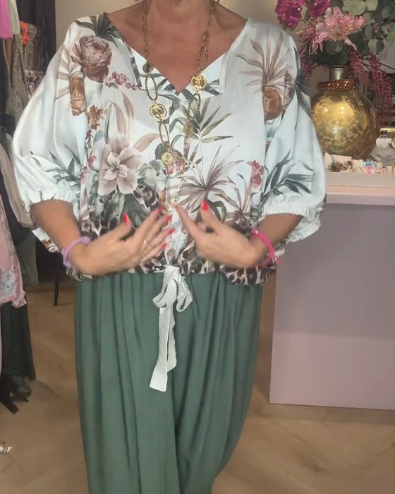 Blouse Vleermuis Mouw Afdruk Los