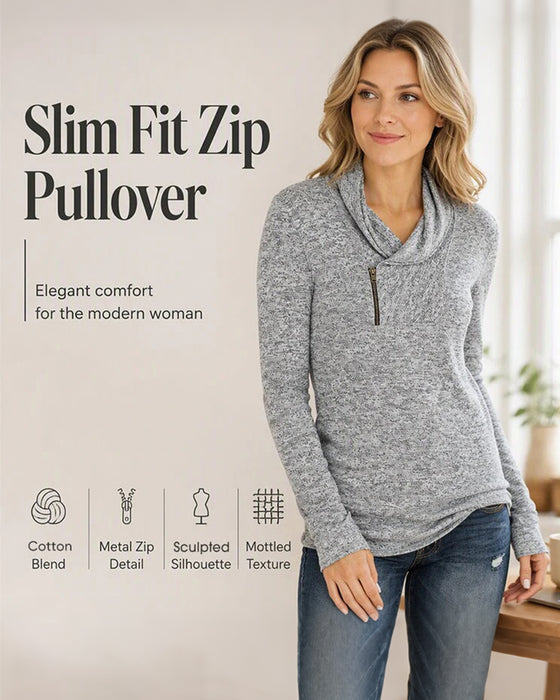 Top Effen Pullover Rits Nauwsluitend