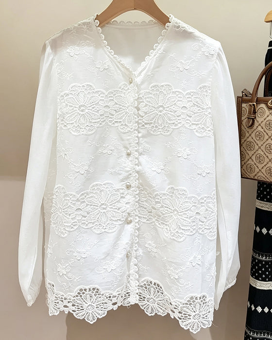 Blouse Uitsparing Kant Trim