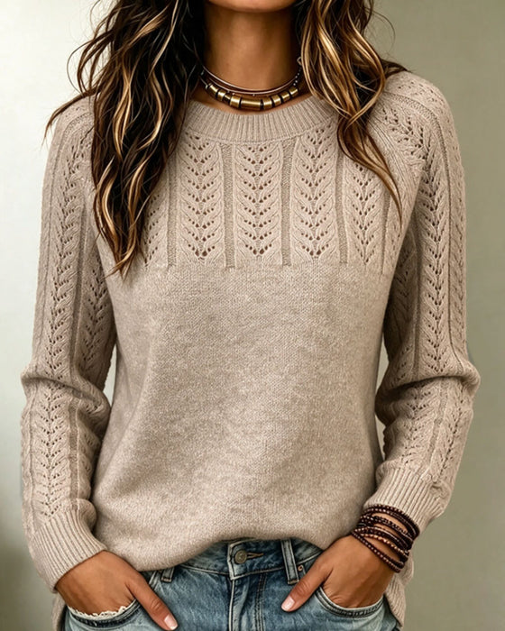 Pullover Ronde Hals Uitgesneden Mode
