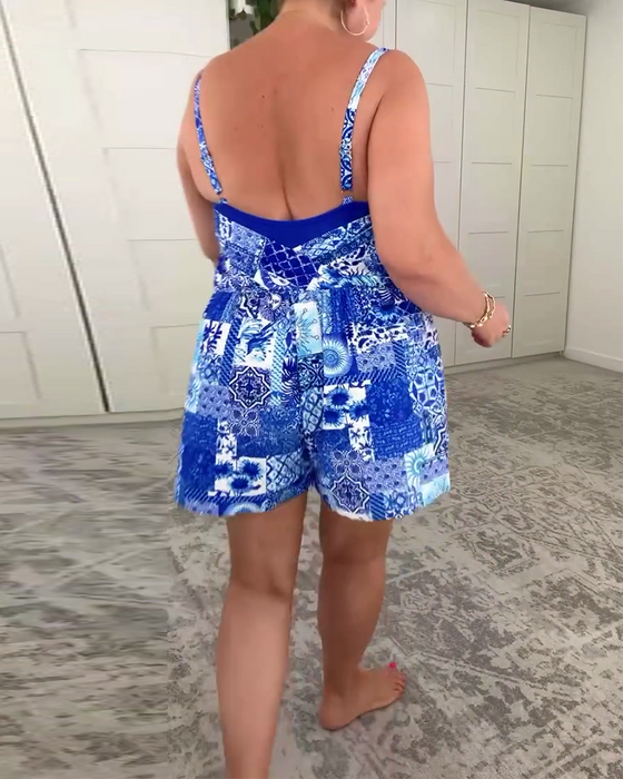 Badpak V-hals Één-delig Gedrukt Conserverend