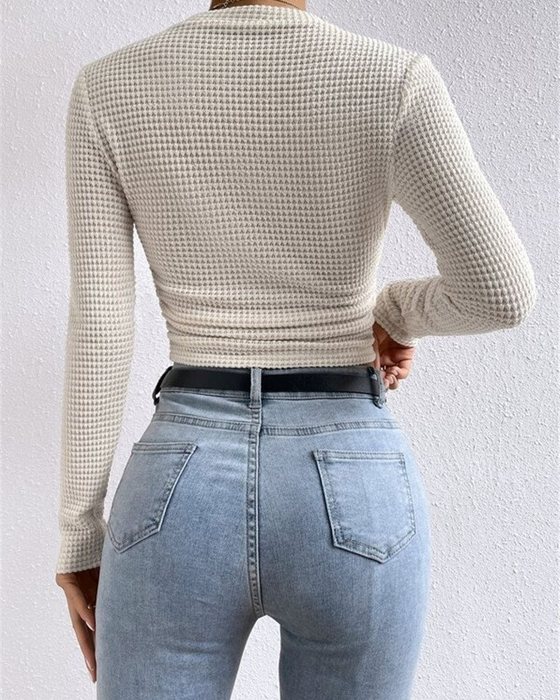 Top Slim Fit Veelzijdig Lange Mouw
