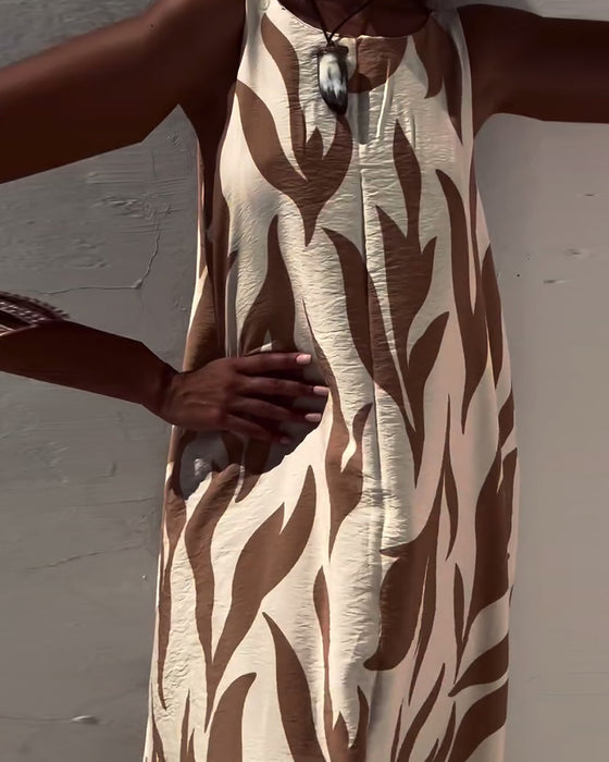 Jurk Mouwloos Rugloos Gedrukt