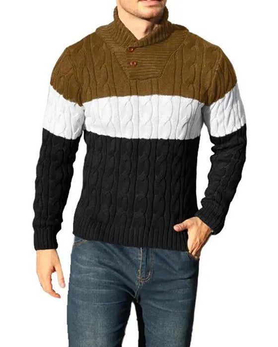 Pullover Hoge Hals Knoop Contrast Heren