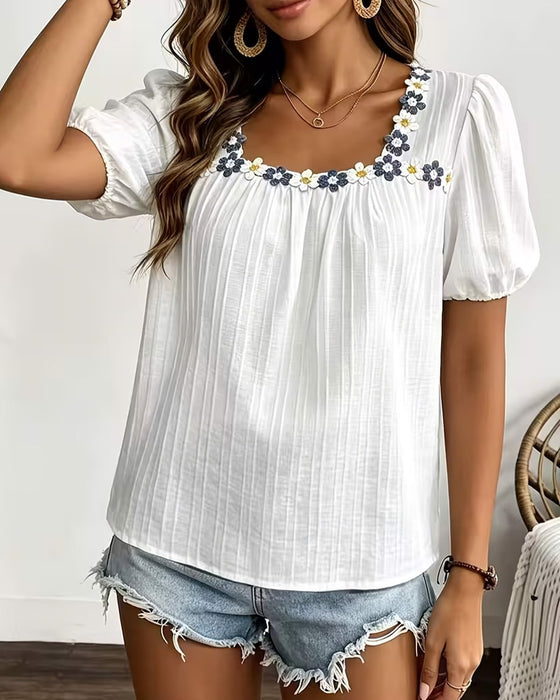 Blouse Vierkante Hals Puffmouwen