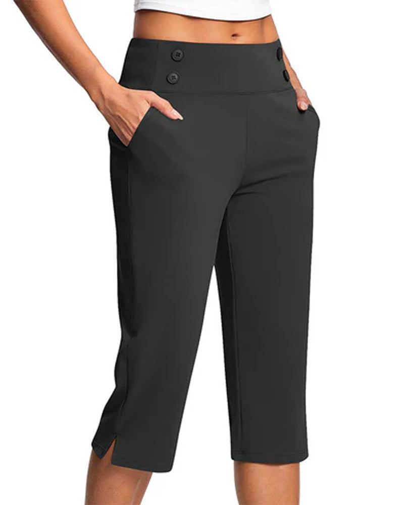 Broek Knoop Taille Gesnoerd Slim Casual
