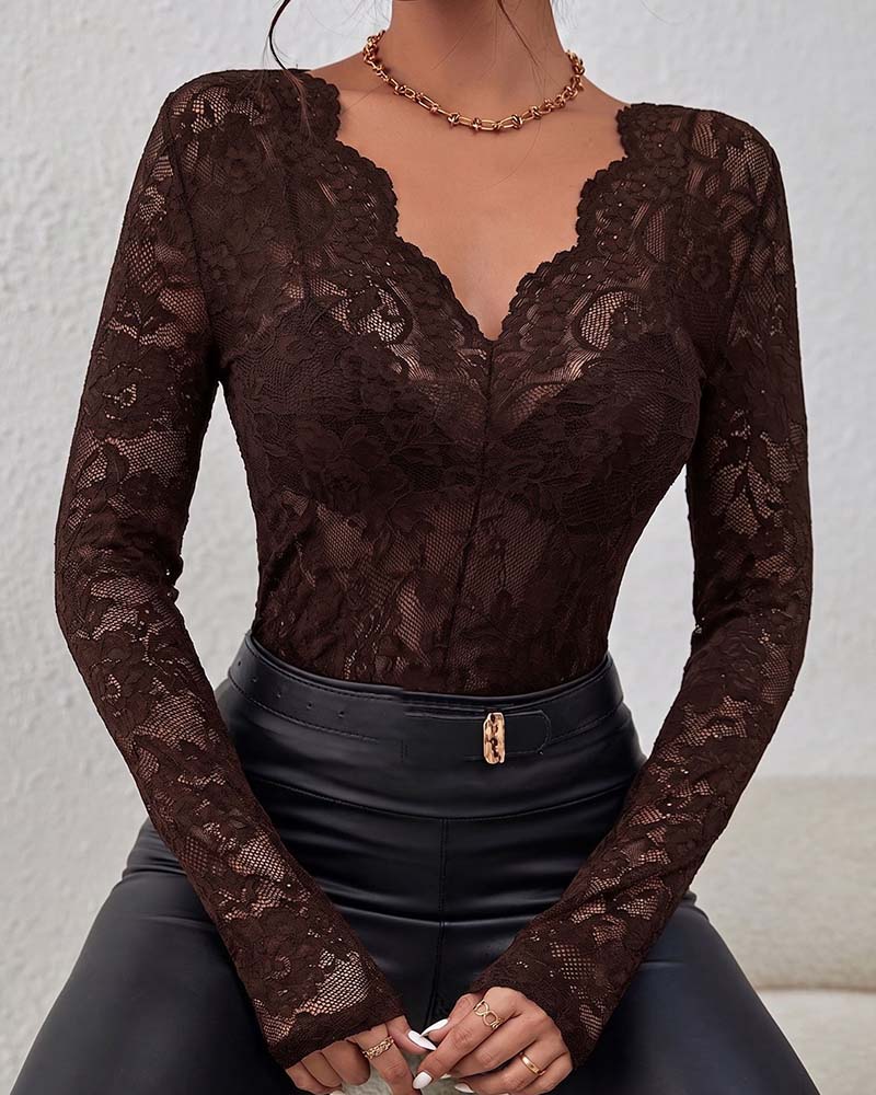 Blouse Kant Rand Lange Mouw