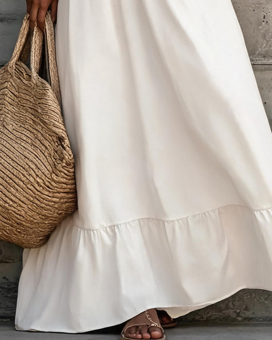 Jurk Mock Neck Kant Knoop Ruffle