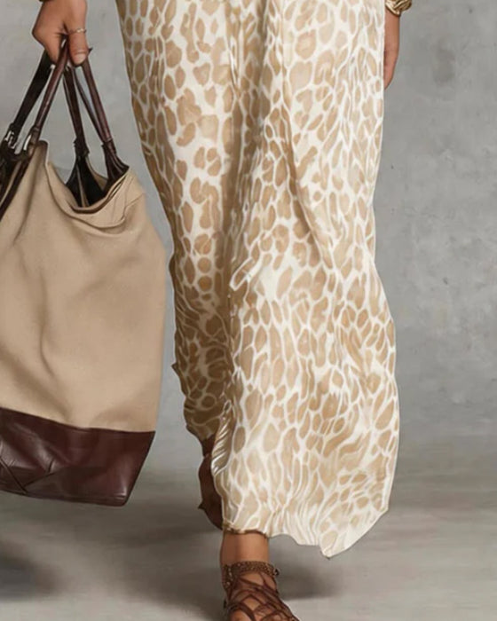Jurk Trendy Luipaard Vleermuis Mouw