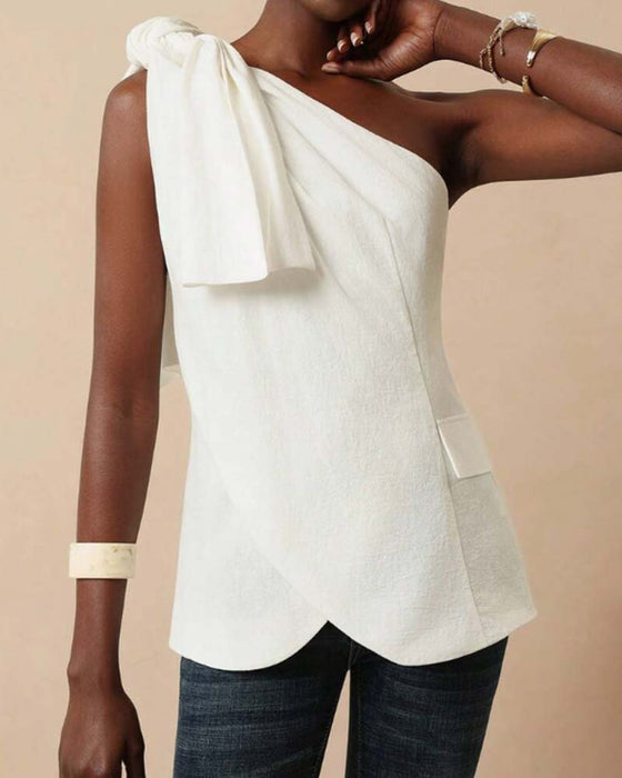 Blouse Off-Shoulder Kruis Strik Design