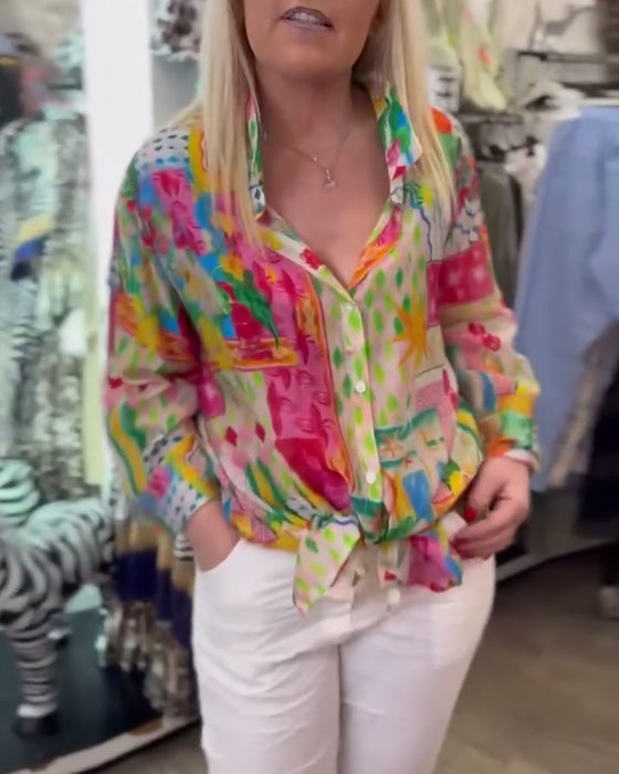 Shirt Kleurrijk Stijlvol Reverkraag