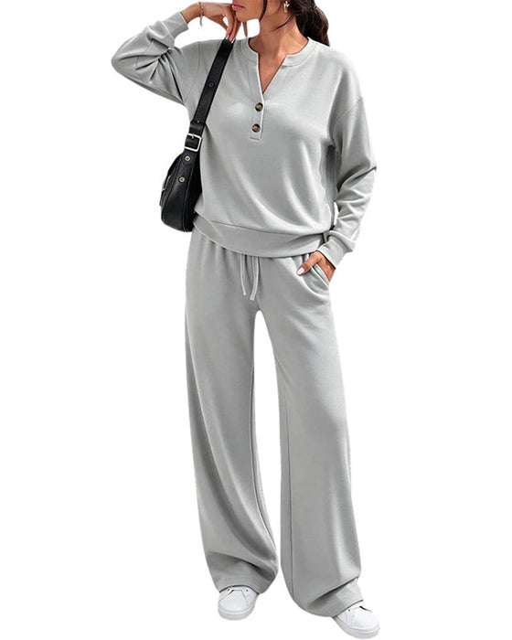 Set Lange Mouw Top Wijdbeen Broek
