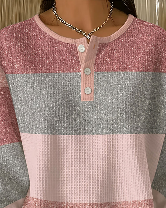 Sweatshirt Knoop Ronde Hals Kleurblok