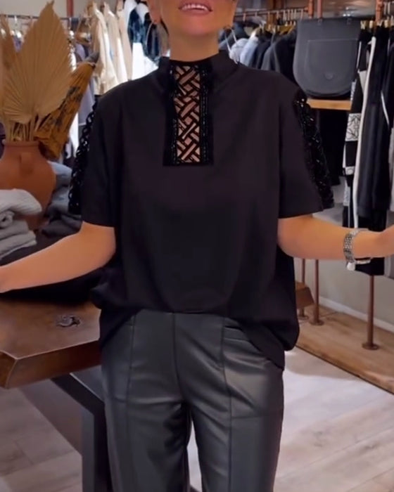 Top Modieus Kortmouwig Uitgesneden Kraag