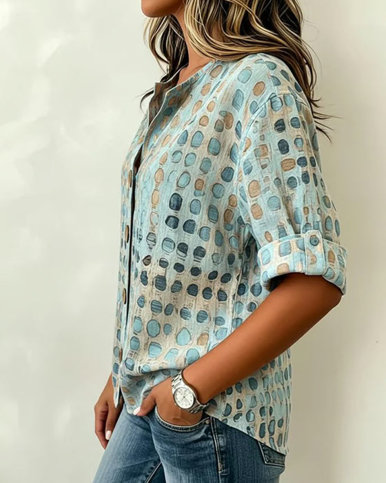 Blouse Polka Dot Knoop Print