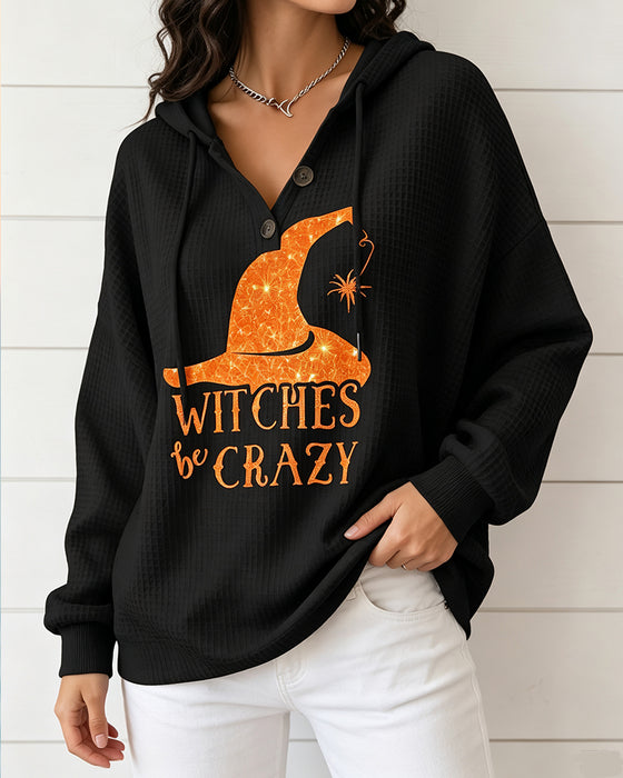 V‑Hals Bedrukte Trekkoord Sweatshirt