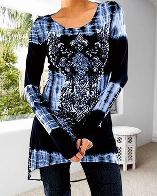 Top Met Onregelmatige Print En Midilengte