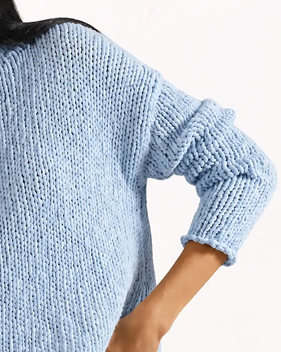 Pullover Ronde Hals Kort Lange Mouw Effen