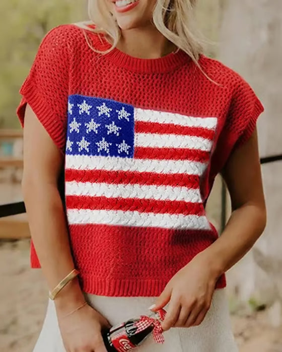 Pullover Vlagpatroon Crewneck