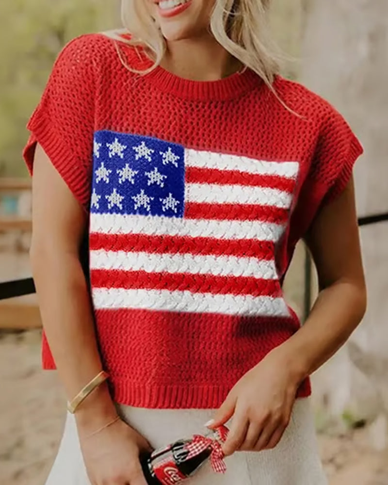 Pullover Vlagpatroon Crewneck