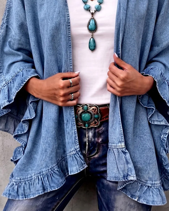 Jas Denim Ruffle Los