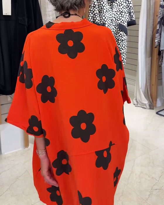 Overhemd Camp Kraag Ontspannen Pasvorm Midi