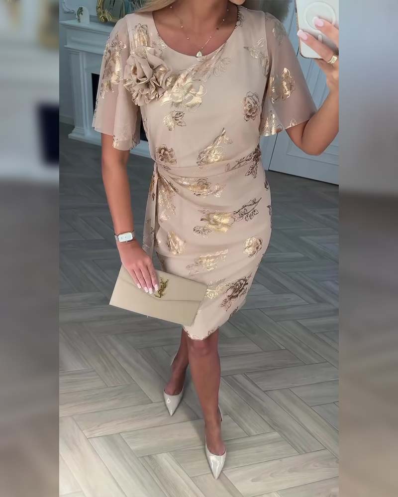 Jurk Bronserend Tailleaccentuerend Elegant