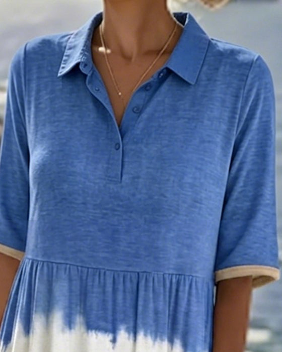 Jurk Gradient Polo Kraag Midi
