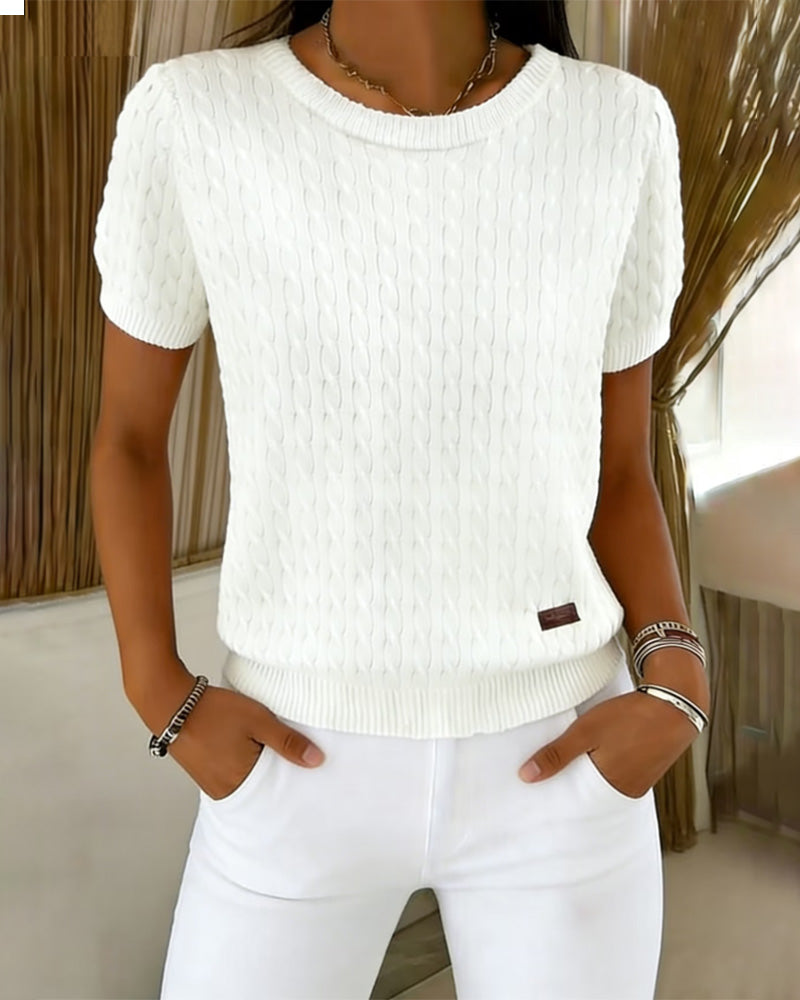 Pullover Ronde Hals Korte Mouw Effen Casual