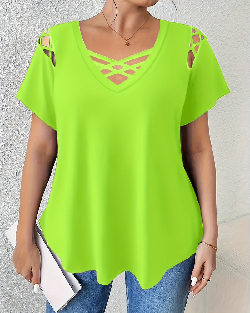 T-Shirt Effen Korte Mouw Kruisband