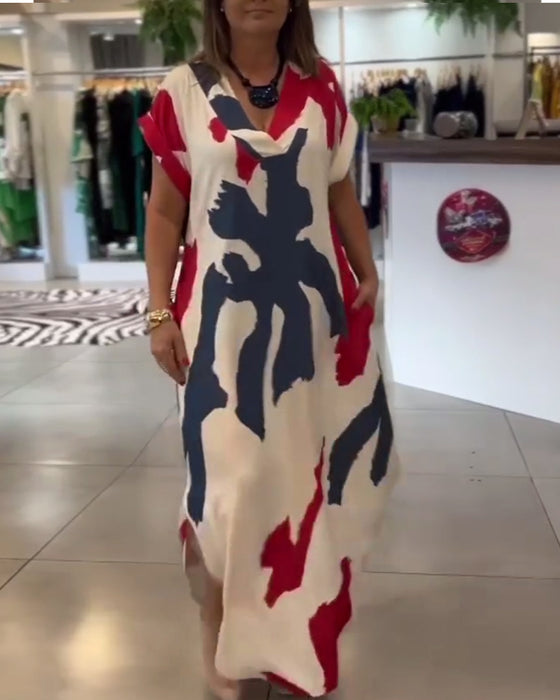 Jurk Met Korte Mouwen Bedrukt