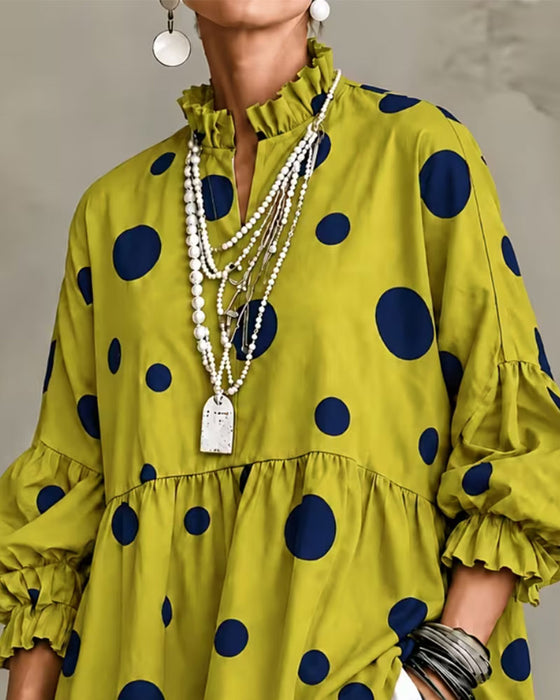 Blouse Groot Gestippeld Volant