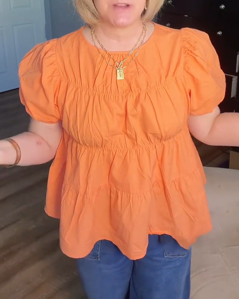 Blouse Pofmouw Loose-Fit Ruche