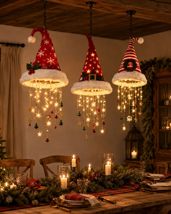 🎅 Verlichte Kerstman Hoed Hangende Kroonluchter🎄
