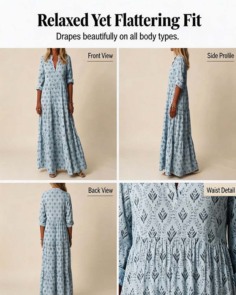 Jurk Vintage V-Hals Bloemen
