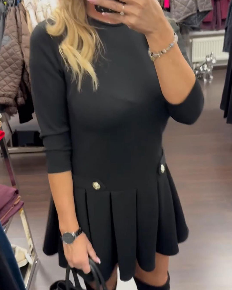 Jurk Elegant Slankend Geplooid