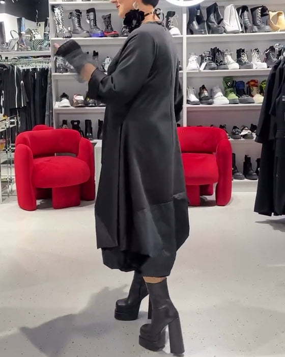 Jurk effen kleur modieus patchwork