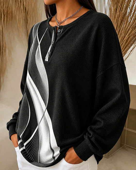Sweatshirt Wafel Casual Knoop
