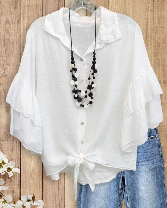 Blouse Shirt Kraag Ruffle Stropdas