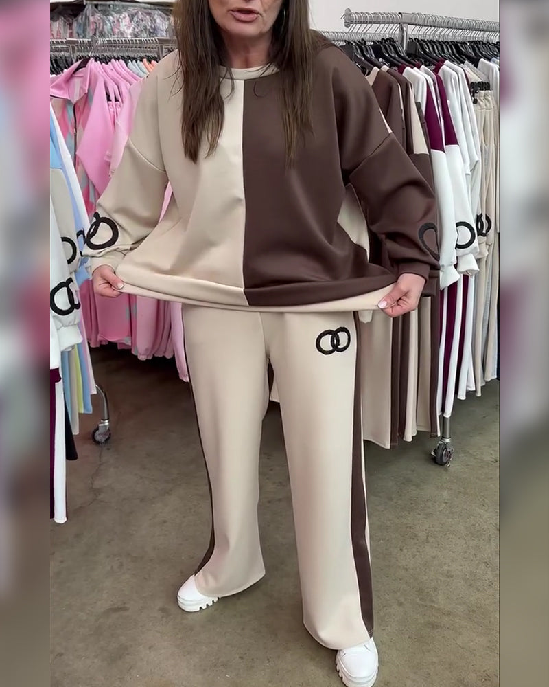 Set Contrastkleur Casual Sweatshirt