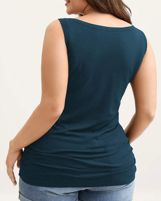 Tanktop U-Hals Mouwloos Slanke Pasvorm Ingebouwde Bh