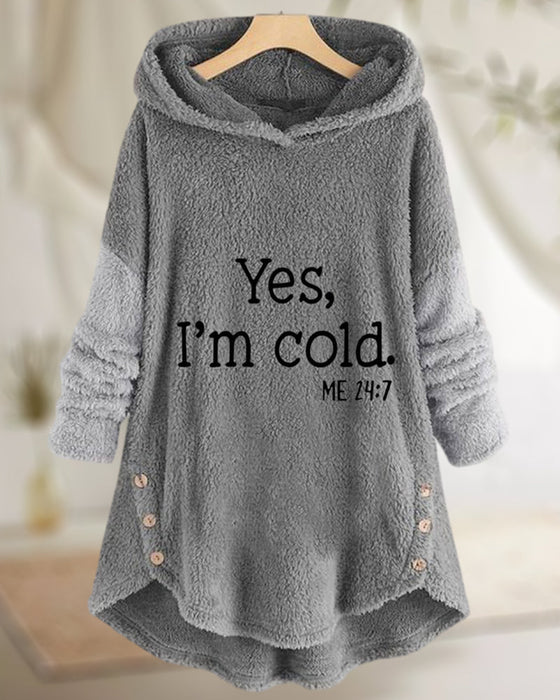 Casual lange mouw hoodie bedrukt tuniek top