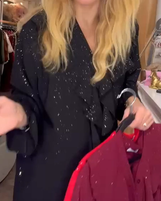 Jurk Wijdvallend Ruisie Afwerking Ge-Sequinned