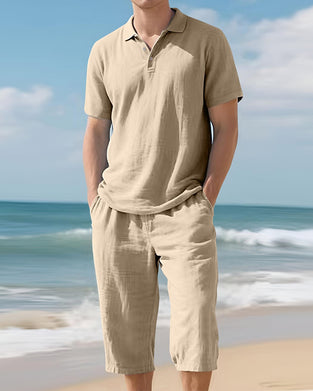 Casual Herenset Met Poloshirt En Cropped Broek