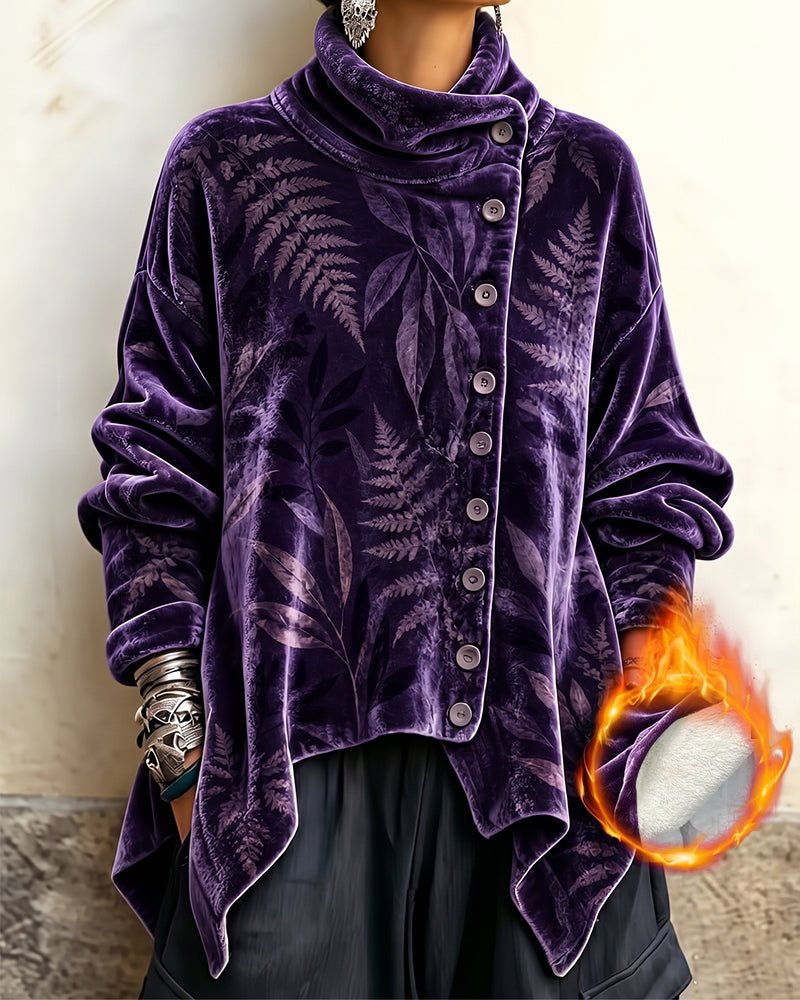 Top Turtleneck Knoop Blad Print